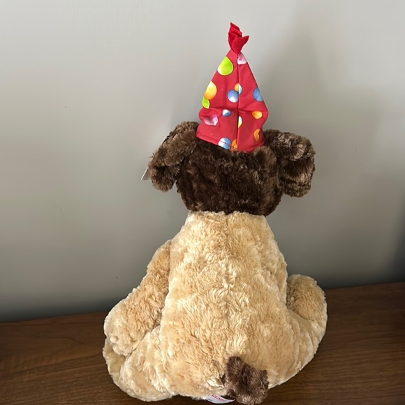 Plush Dog Toy with Party Hat - Brown - Picture 4 of 6